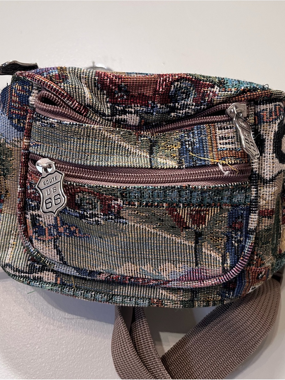 Route 66 Multicolor Tapestry Fanny Pack Waist Bag